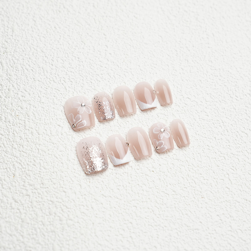 Nude fuchsia cute short nail stickers for manicure for nails