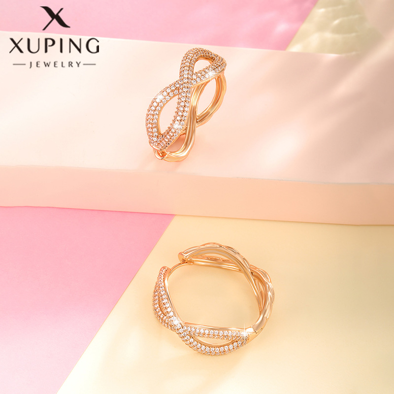 Pendientes de Cruz con Piedras Preciosas Artificiales de Xuping Jewelry, Diseño Europeo y Americano, Moderno y Elegante, Pendientes en Forma de 8 para Mujer
