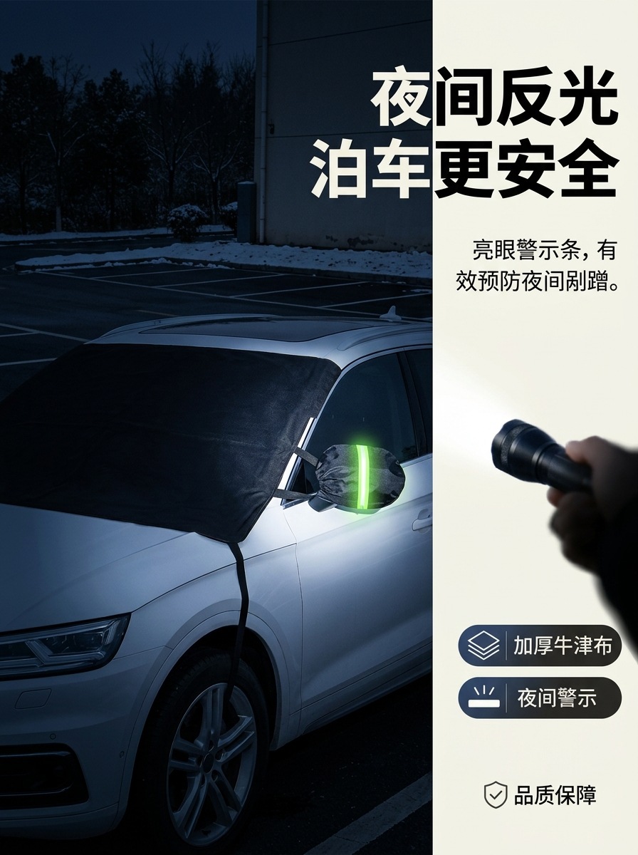 Amazon Car Snow Cover, Winter Thickened Magnetic Car Half-Cover, Anti-Frost Oxford Cloth Snow Cover, Car Snow Shield