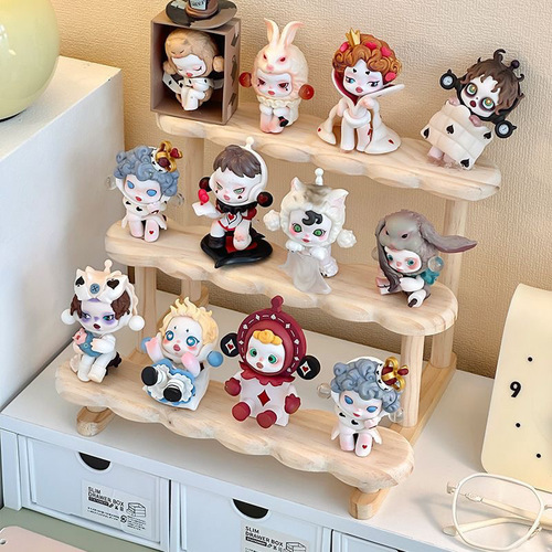 Solid Wood Display Rack Storage Shelf Desk Trendy Action Figure Blind Box Doll Succulent Green Plant Staircase Stand