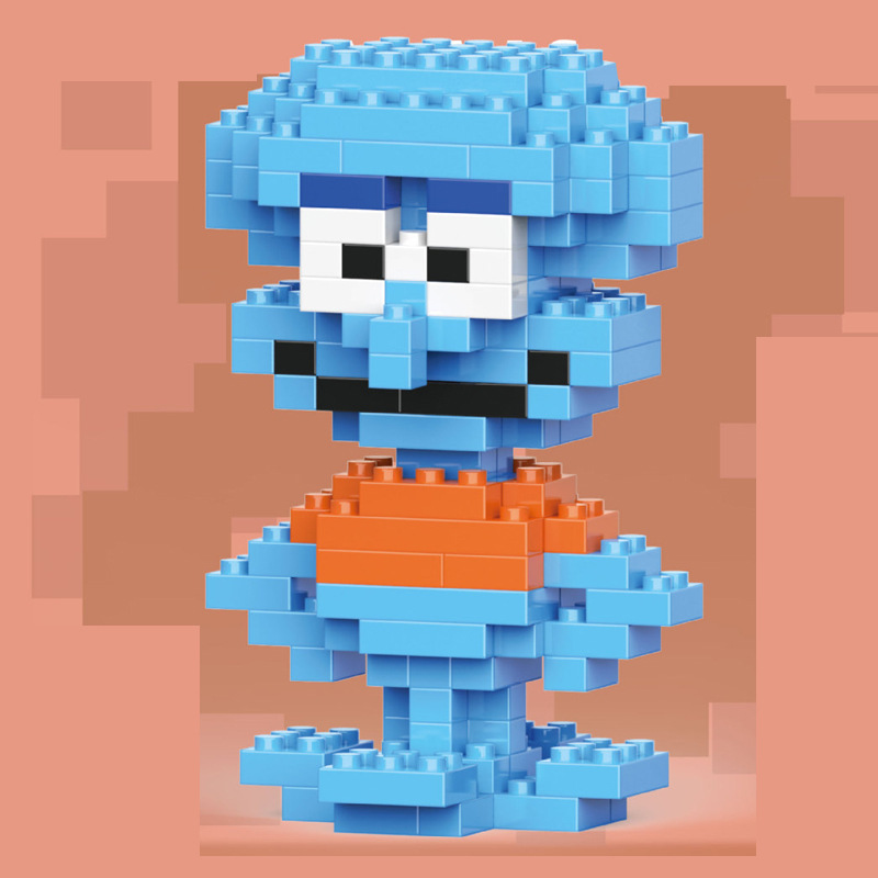 Compatible con LEGO gigante Panda flor azul lindo muñeca de dibujos animados montado bloques construcción juguete para niños puesto caja ciega al por mayor