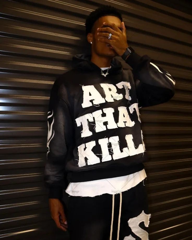 Men's Gothic Hoodie Patchwork Y2k Hip Hop Streetwear Top_voghion.com