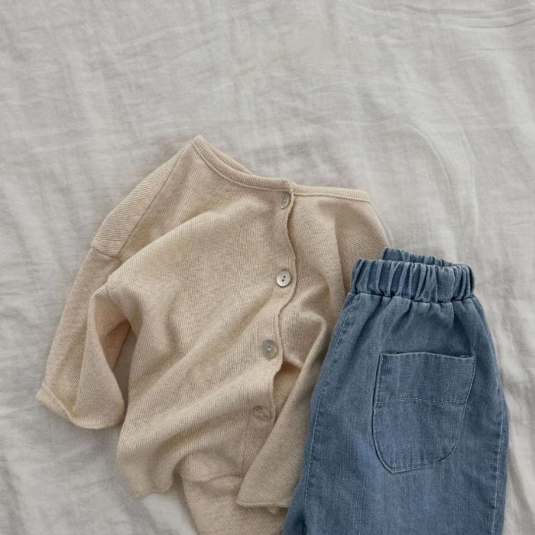 한국식  및 아동복, 심플하고 활용도가 높은 캐주얼 가디건, 여름용 얇은 긴팔 재킷, 에어컨 의류