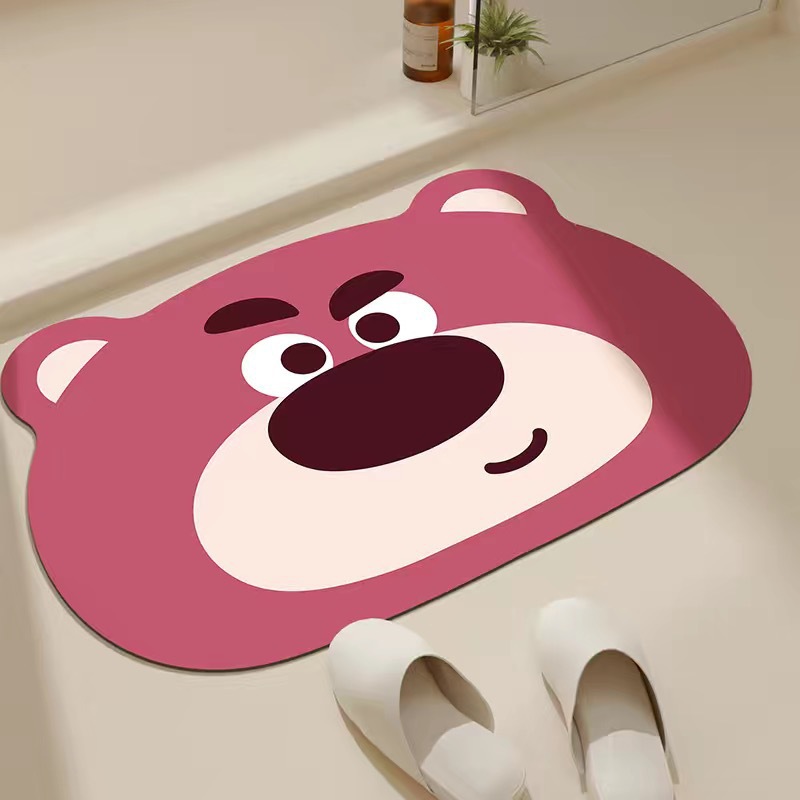 Baño doméstico absorción de agua almohadilla de pies de dibujos animados de forma especial almohadilla de suelo de barro de diatomeas secado rápido se puede cortar almohadilla de pies de puerta de baño