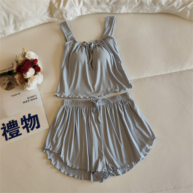 ND8394.2#(가슴 패드 포함) 조끼 + 반바지 베이비 밀크 블루