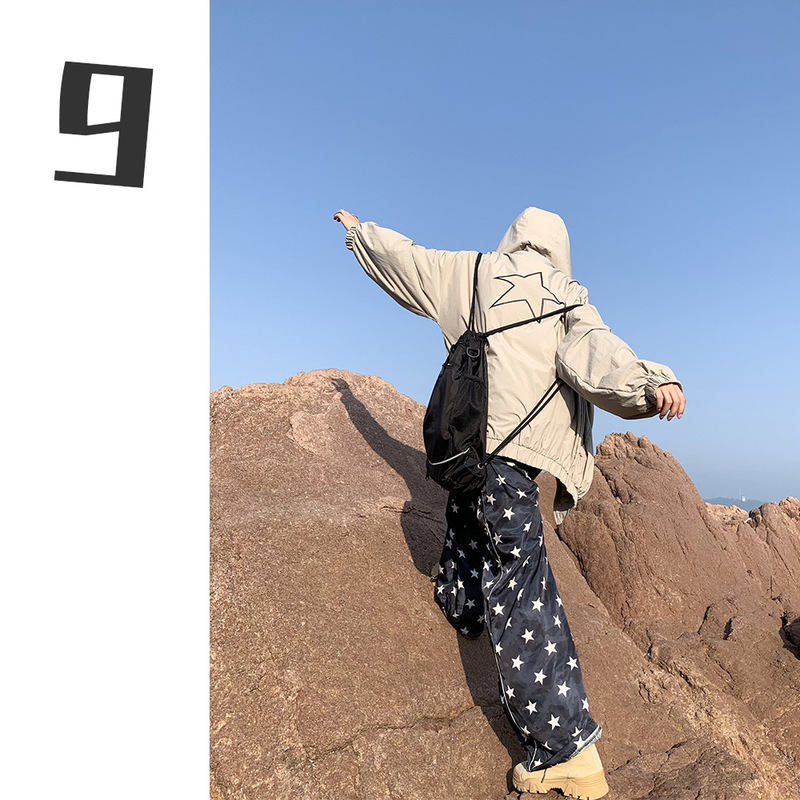 [9hour] Autumn bf wind hooded coat women's 2022 new Korean star watermark jacket ins Jacket Women