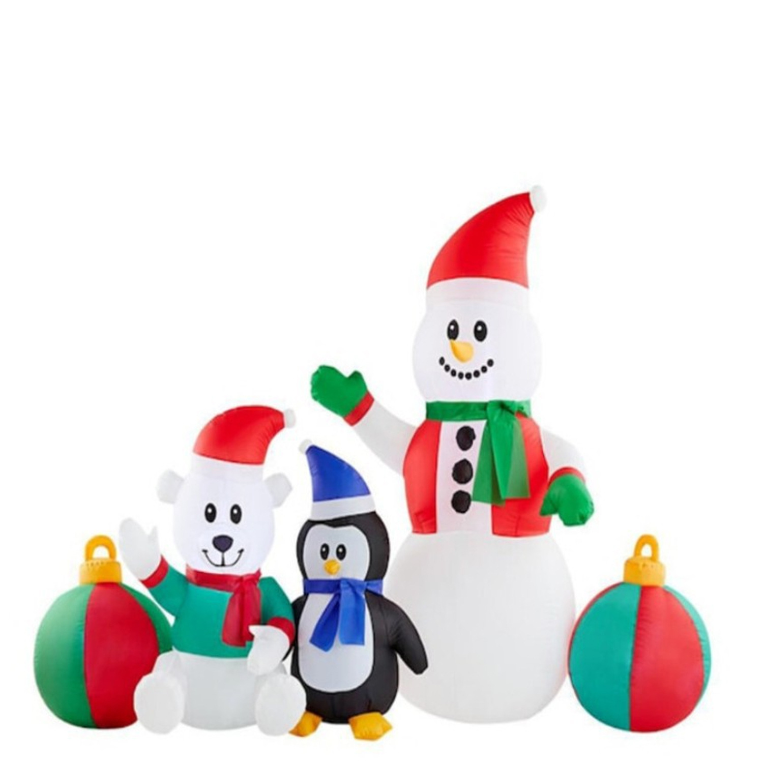 跨境新版圣诞节发光充气企鹅圣诞老人模型装饰人偶气模气球和雪人