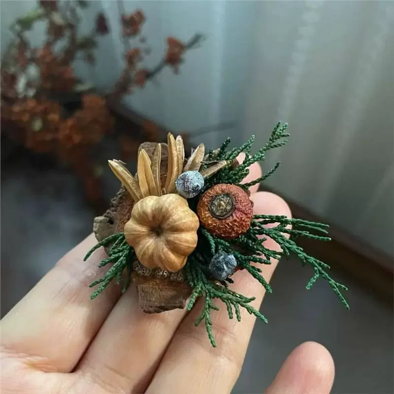 真花干花永生花胸花森系韩式胸针暖秋户外草坪婚礼新郎新娘伴娘