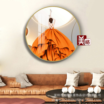 New Chinese style Decorative painting Buddhist mood Landscape painting Entrance circular Children&#39;s Room Hanging picture Study Tearoom a living room Beauty Hanging picture