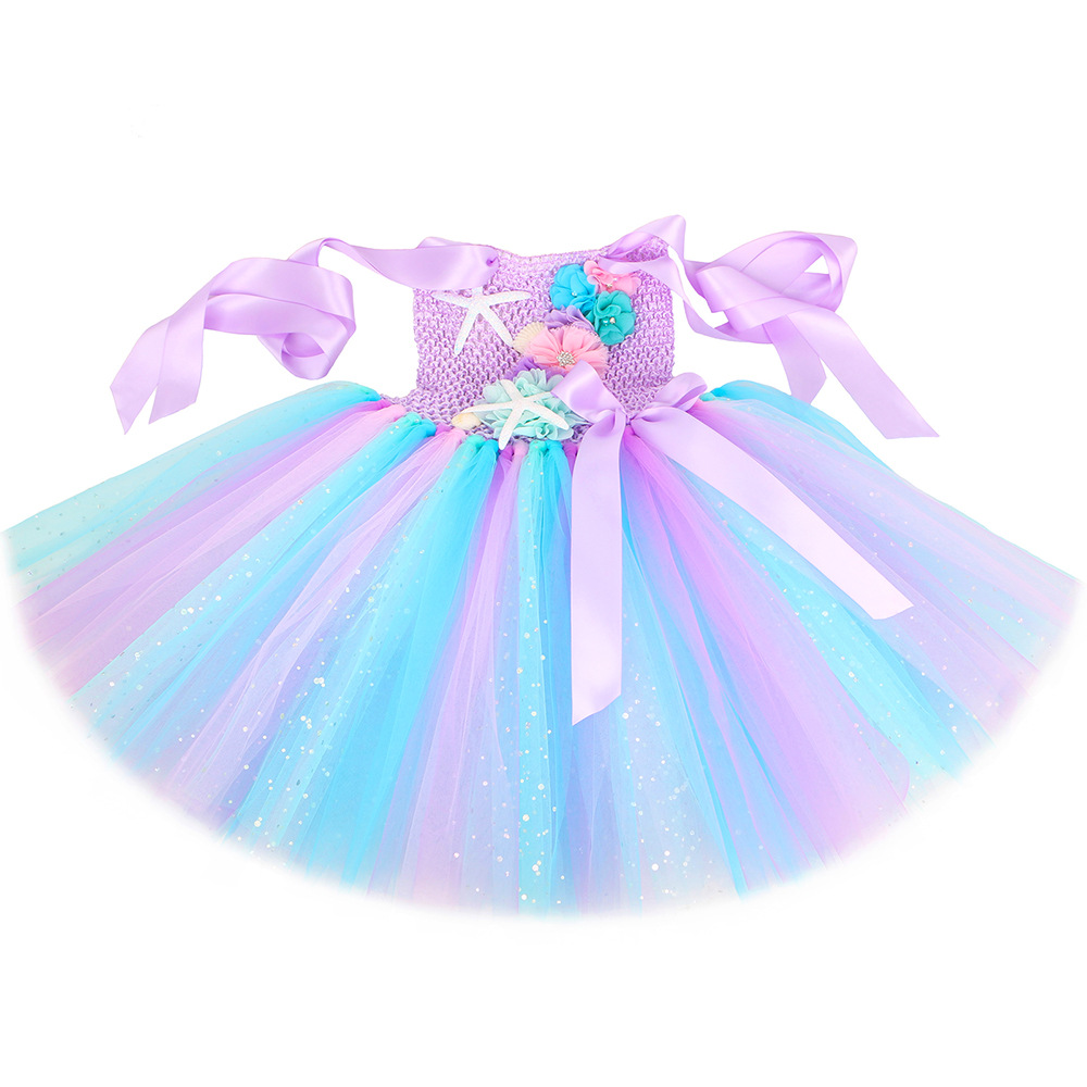 Abbigliamento per bambini Abito da principessa sirena Abito da bambina a LED Gonna tutù luminosa Gonna a sbuffo in rete per bambini Abbigliamento per bambini transfrontaliero_voghion.com