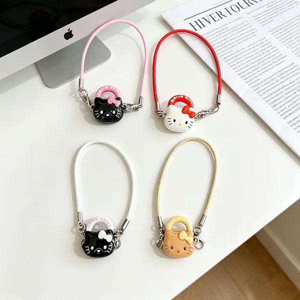 Cute Cartoon Kt Cat Handbag Phone Chain Sweet Girly Style Student Backpack Pendant Keychain Accessory