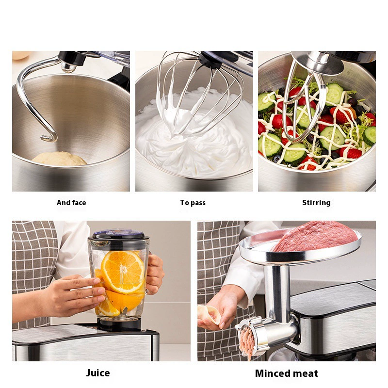 5L intelligent timing chef machine multifunctional stainless steel fully automatic dough machine home desktop egg beater