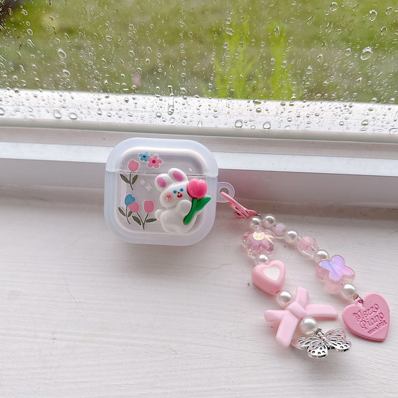 立体花朵兔子 适用苹果蓝牙airpods pro保护套airpods4代耳机壳|undefined