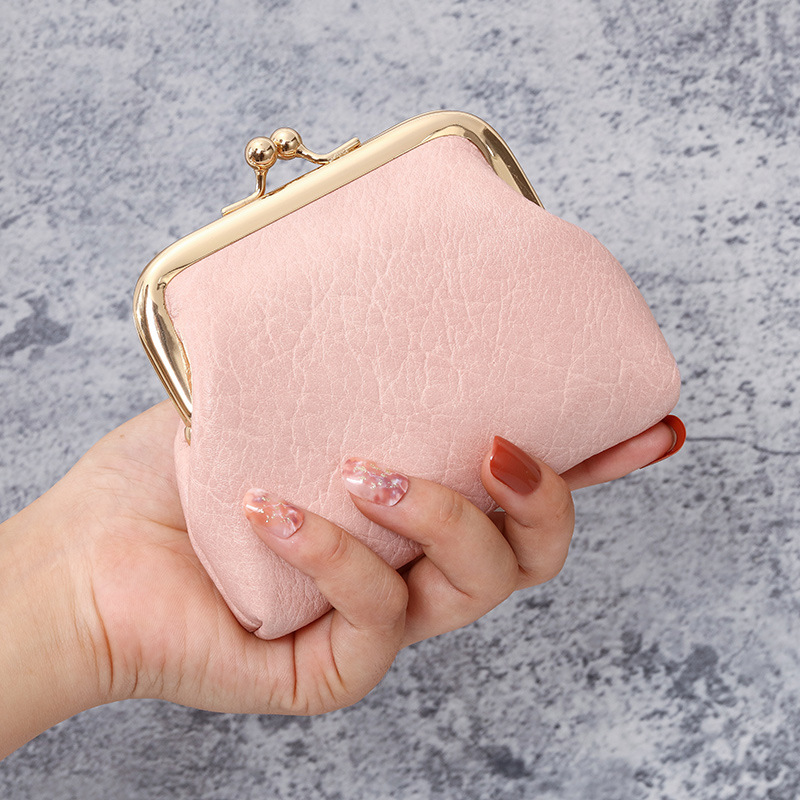 2022 New Retro Coin Purse Women's Short Wallet Buckle Candy Color Coin Bag Coin Bag Wholesale