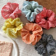 维木童装女童大肠发圈2025新款儿童可爱甜美格子花朵发绳宝宝发饰