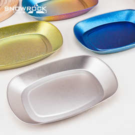 【厂家直发】纯钛蒸鱼盘户外露营野餐餐具盘子菜盘烧烤盘便携家用