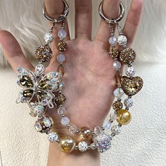 色が変わるビーズ、高級吊り下げチェーン、蝶タッセル、高品質の手作りビーズ携帯電話チェーン、落下防止携帯電話ケース、バッグ吊り下げチェーン
