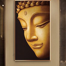 新中式禅意佛系装饰画茶室佛像挂画客厅玄关阿弥陀菩萨佛背景墙壁