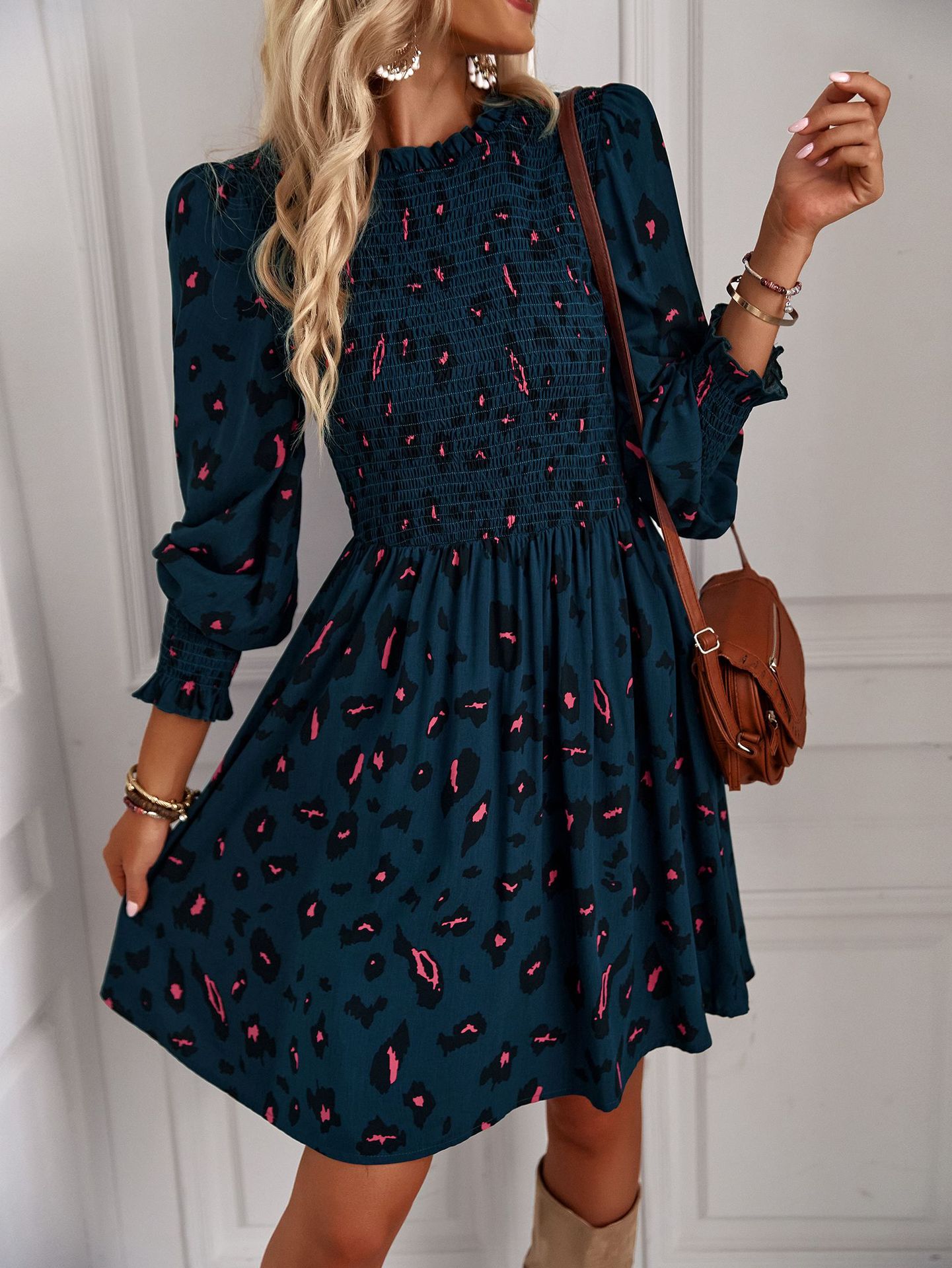 Long Sleeved Flower Print Casual Dress - Dresses - Uniqistic.com