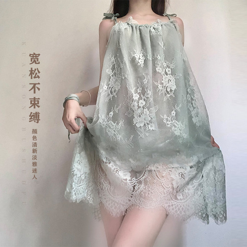 Sleepwear Pure Desire Goddess Home Robe Front Opening No Unbuttoning Seductive Lace Extremely Soft Chiffon Women's Dress Underwear