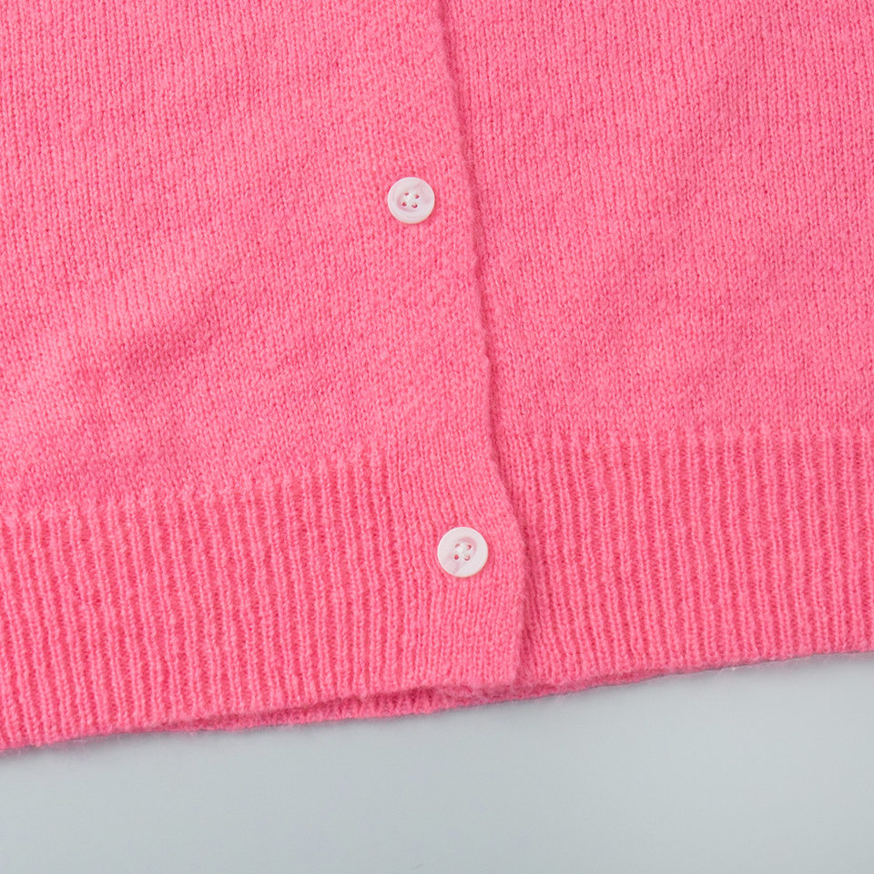 Áo cardigan len dệt kim dáng mỏng nhẹ cài nút một hàng, tay dài cổ tròn nữ — hoa hồng đỏ, màu be, màu cam, màu hoa cà chi tiết 151