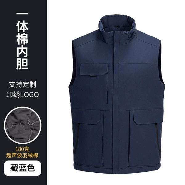 Colored blue vest with down