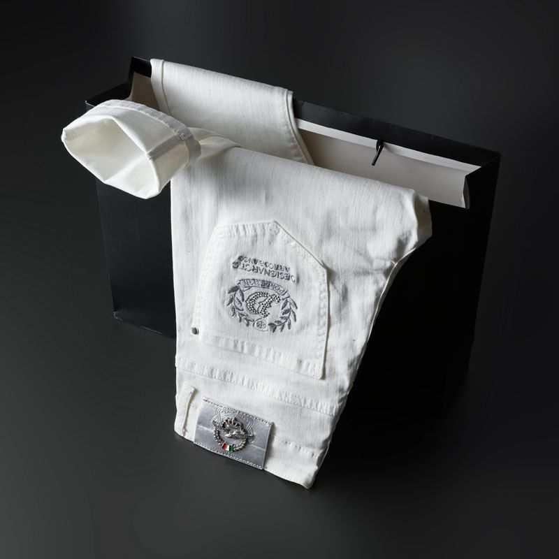 Men's High Quality Non fading and Non pilling Elastic Silk Cotton Jeans Men's Autumn Comfortable Slim Fit Small Feet_voghion.com