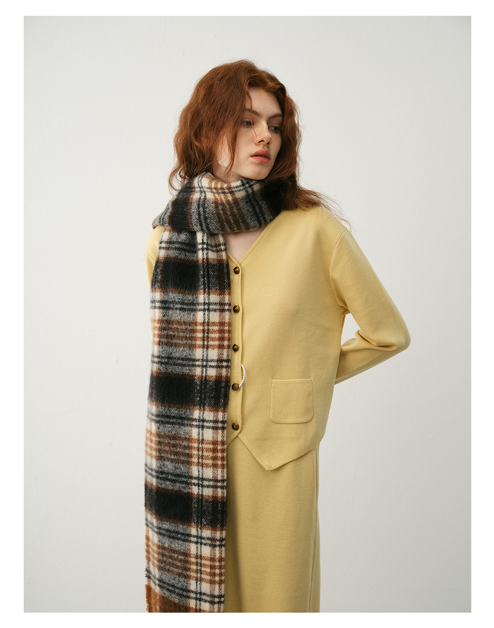 Kaschmirschal Kariert Im Retrodesign Für Damen Winterweiches Tuch_voghion.com