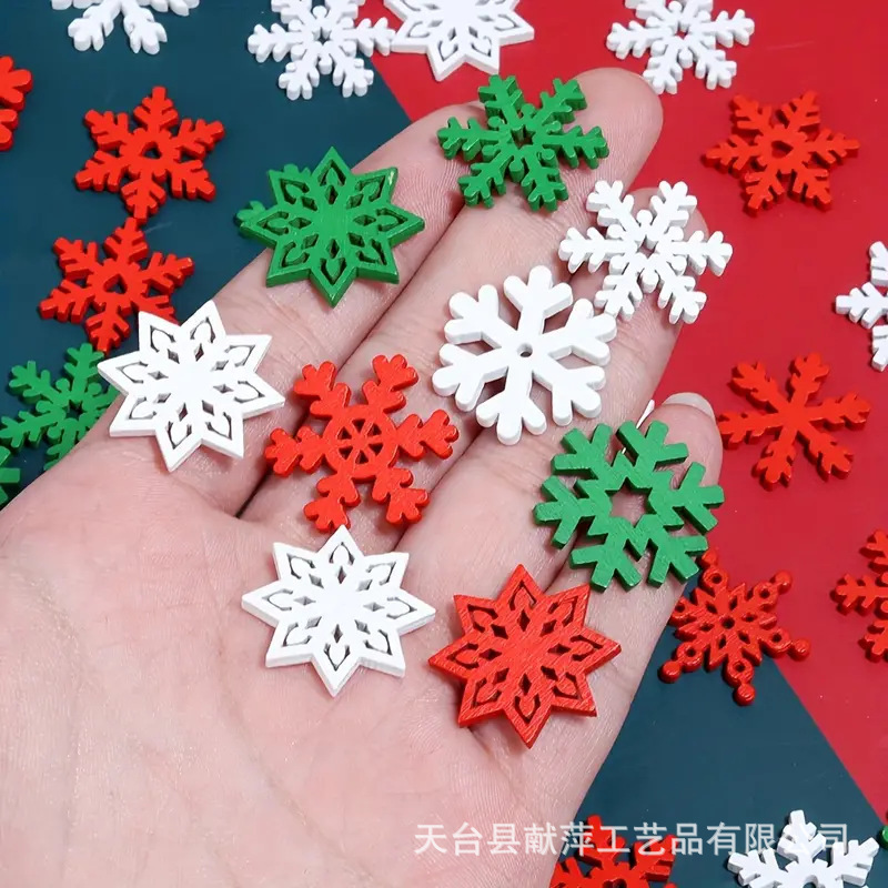 メーカー直販木造工芸品クリスマスシリーズ雪花多色木片創意金diy現物|undefined
