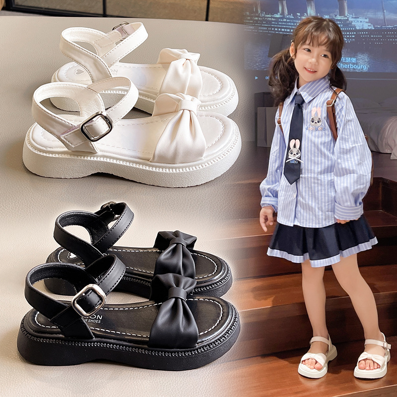 Girls' Sandals 2024 New Summer Princess Shoes Large Children's Soft Sole Korean Style Girl's Stylish Sandals Children's Shoes