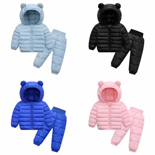Foreign Trade Kidsren's Clothing Set Kidsren's down Jacket Boys and Girls Autumn and Winter Two-Piece Winter Clothing for Kidsren and Infants