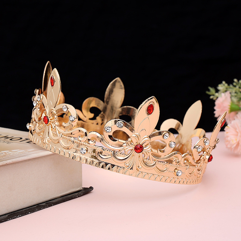 Los hombres de oro rey corona tocado adulto cumpleaños corona Halloween etapa ópera rendimiento unisex