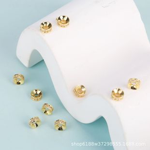 18K electroplated real gold zircon diamond inlaid cylinder wheel beads loose beads spacer jewelry semi-finished diy