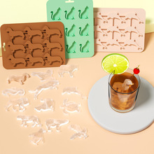 蚁巢硅胶冰格9连猫咪冰块布丁巧克力模具DIY家用制冰模具动物冰格