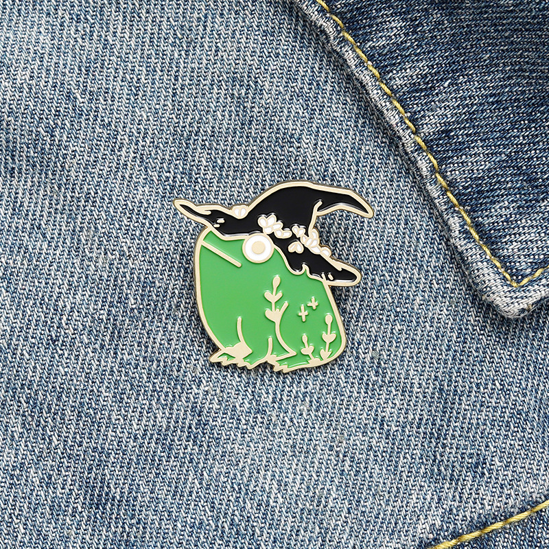 Mignon Dessin Animé Grenouille Sorcier Chapeau Alliage Peinture Broche display picture 4