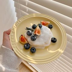 韩国风奶黄色陶瓷盘子可爱少女高颜值网红宿舍甜点蛋糕盘早餐