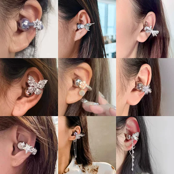 Full Diamond Bow Earphone Buckle, Cute Bear, Snowflake, Butterfly Tassel Accessories Clip Buckle, Niche Unique Earphone Buckle