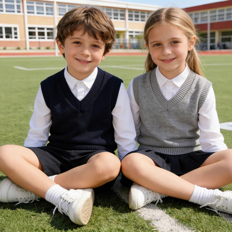 2026 New Style Kidsren's Preppy Style V Neck Sweater Vest for Boys and Girls, Spring & Fall Thin Pure Color Cotton Knitted Vest 2026 New Style Kidsren's Preppy Style V Neck Sweater Vest for Boys and Girls, Spring & Fall Thin Pure Color Cotton Knitted Vest