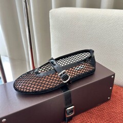 ハイバージョン！女性用網タイツシューズ、中空バレエシューズ、ワンラインバックルアウターウェア、フラットメッシュ、外国貿易メリージェーンシューズ