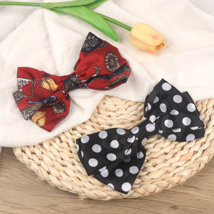 Factory Spot Wholesale 15X8Cm Bow Girl's Bow Tie Polka Dot Collar Flower Student Kidsren's Fabric Accessories Cloth Flower