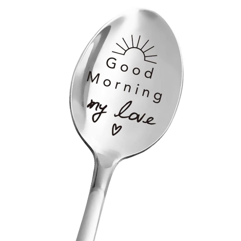 30g Weight Stainless Steel Material Solid Color Pattern New Valentine's Day Gift Lettering Stainless Steel Long Handle Spoon 2