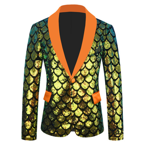 Men's  blue pink green Velvet Sequins Fantasy jazz dance blazers nightclub carnival concert birthday party singers host Performance Dress suits night club dance coats for man