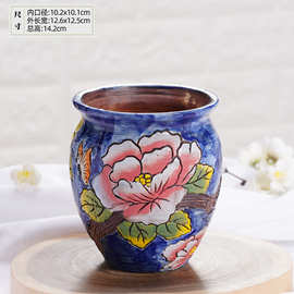 手绘多肉花盆大艳色系色釉陶瓷多肉老桩花盆拼盘