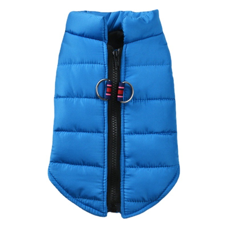 Venta caliente nueva ropa para mascotas de otoño e invierno, chaleco con cremallera, ropa cálida para perros, moda, ropa para perros con hebilla de tracción atmosférica
