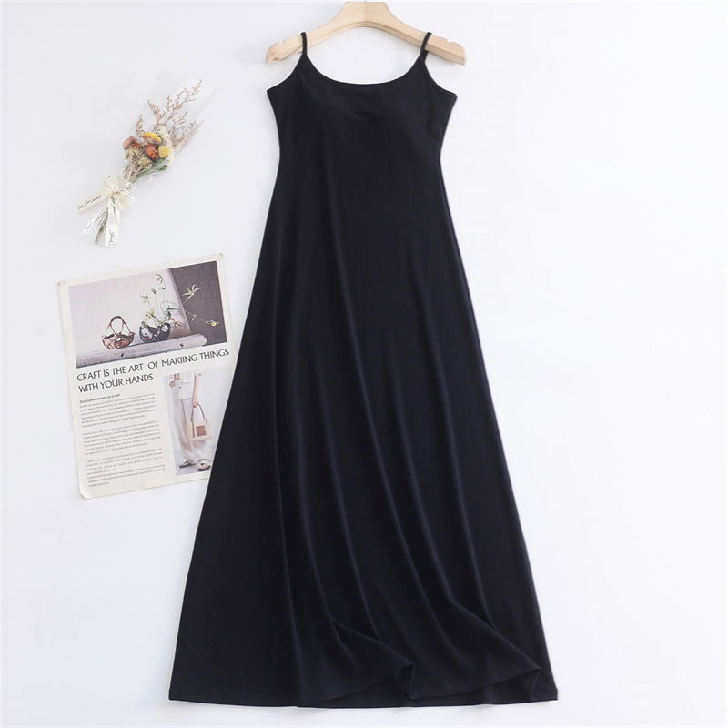 Lyocell Ice-Feel Breathable High-Waisted Sleeveless Dress for Women, New Summer Style with Built-In Chest Pads, Casual U-Neck Strap Dress