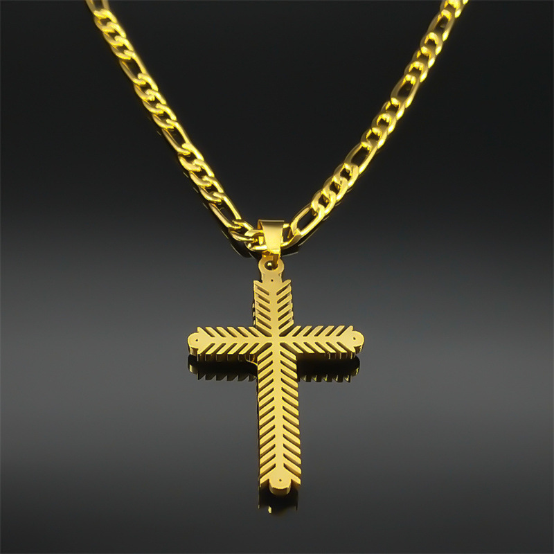 IG Style Simple Style Human Cross 304 Stainless Steel Inlay Zircon Unisex Pendant Necklace display picture 6