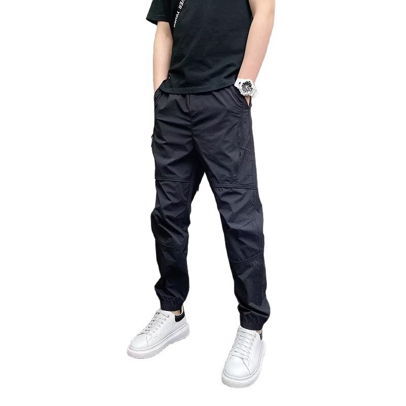 Pantaloni da jogging da uomo con polsini affusolati alla caviglia, pantaloni casual leggeri ideali per sport all'aria aperta e per l'uso quotidiano._voghion.com