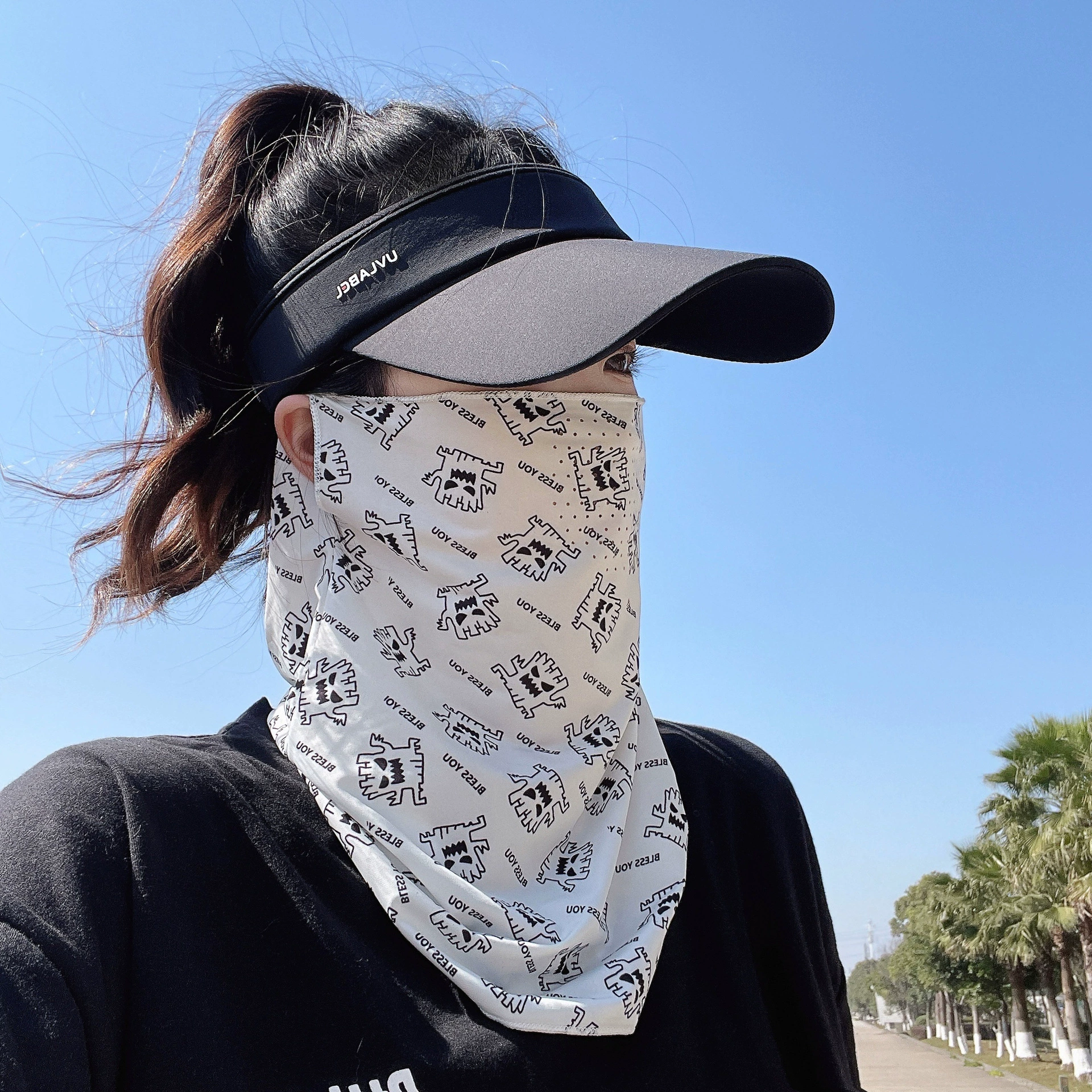 Hanging ear sunscreen mask men's full face shade driving neck ride ride face napkin locomotive women's neck sunscreen face cover veil