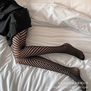 Black Silk Stockings Women's Thin Black ins Didi Stewardship Socks Internet Red Letter Fishnet Stockings with Jacquard Black jk Pantyhose