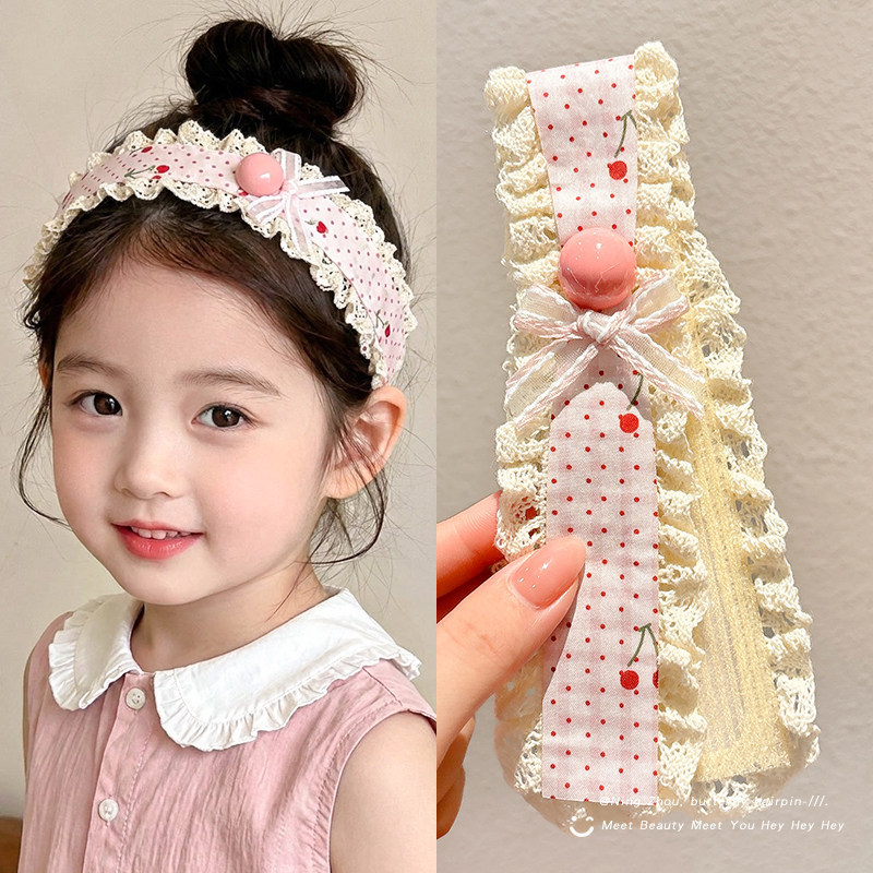 Cute children's Velcro hairband with floral design, wide-brimmed headband for girls, hair accessory for tidying up bangs and loose hair